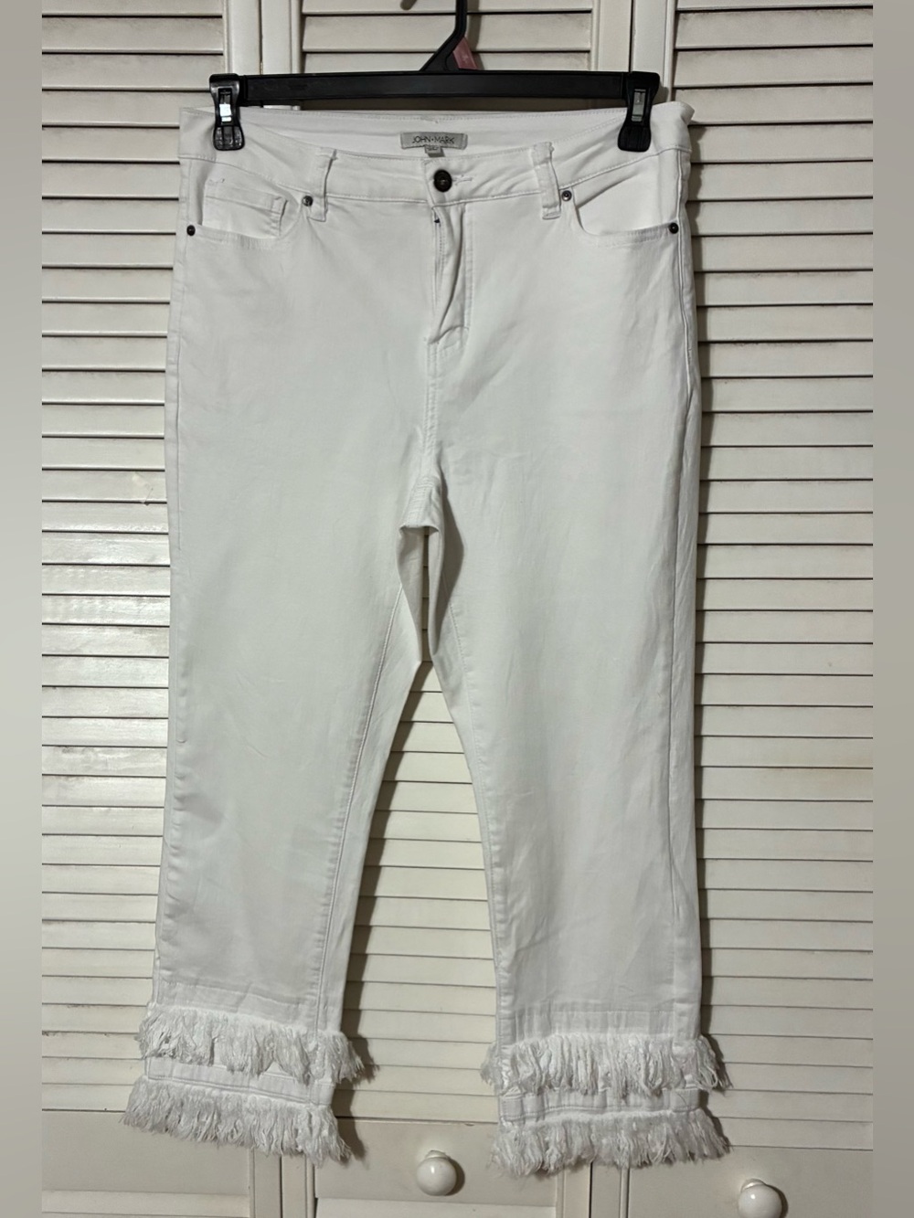 John Mark White Fringed cropped Hem Women's Jeans